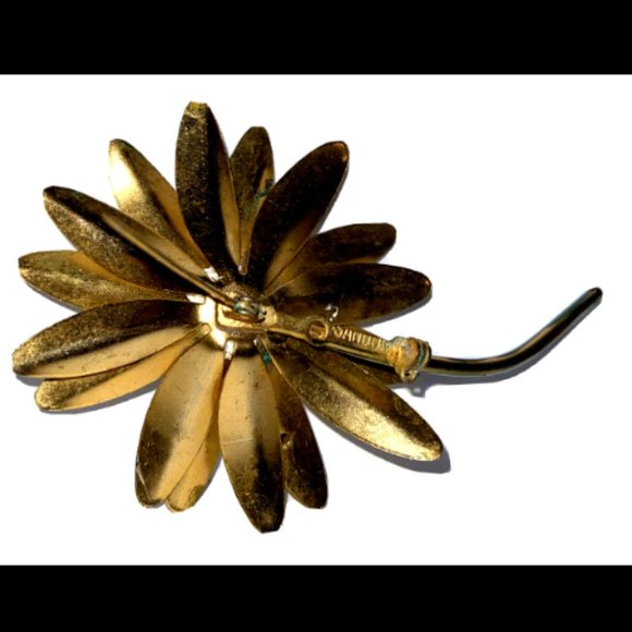 Sandor White Daisy Brooch Pin Ladybug Stem Flower Power 4" Vintage - Picture 10 of 12